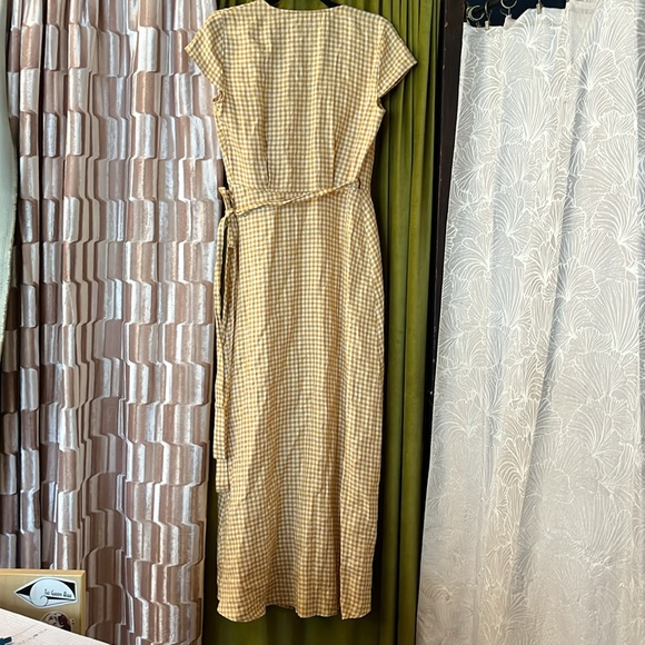 & Other Stories Linen Yellow Gingham Maxi Wrap Dress 6 - Picture 2 of 4
